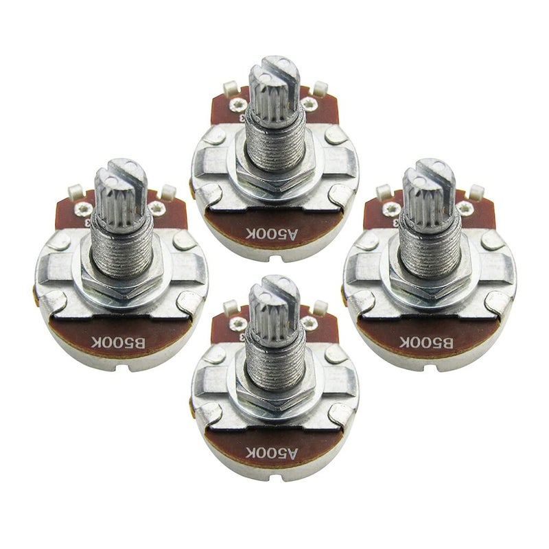 FLEOR 4pcs Full Size Guitar Volume Pot 18mm Shaft Audio Taper Potentiometer A500K - Image 1